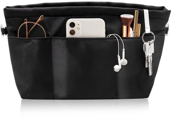 Organizzatore per borse in borsa, Borsa in organizzatore con hanger per chiavi, Tasche interne impermeabili con più tasche per borse (M)