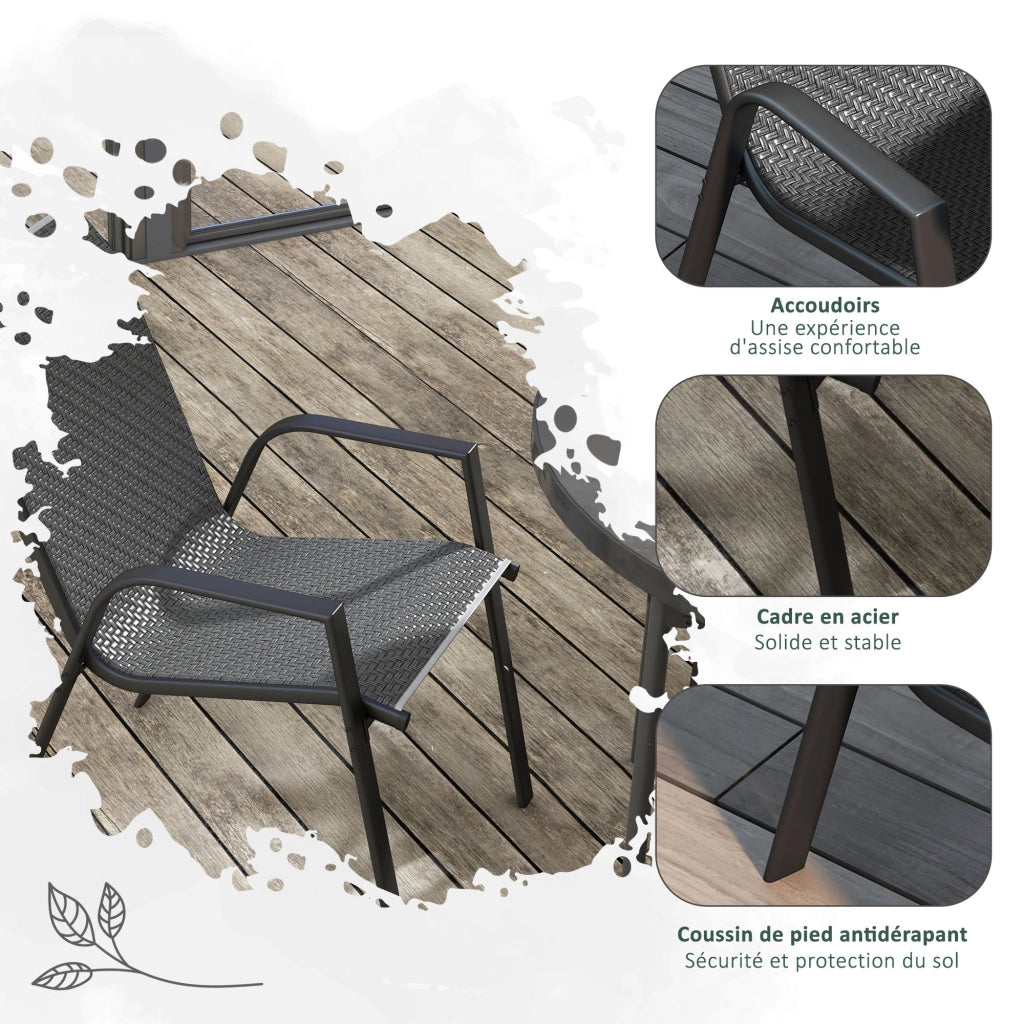 Sedie da giardino impilabili con braccioli ¨C zephmum ¨C effetto rattan