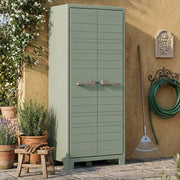 Armadio da esterno Quesnel, Mobile outdoor, Mobiletto giardino multiuso, Made in Italy, 80x44 h182 cm, Grigio e Verde