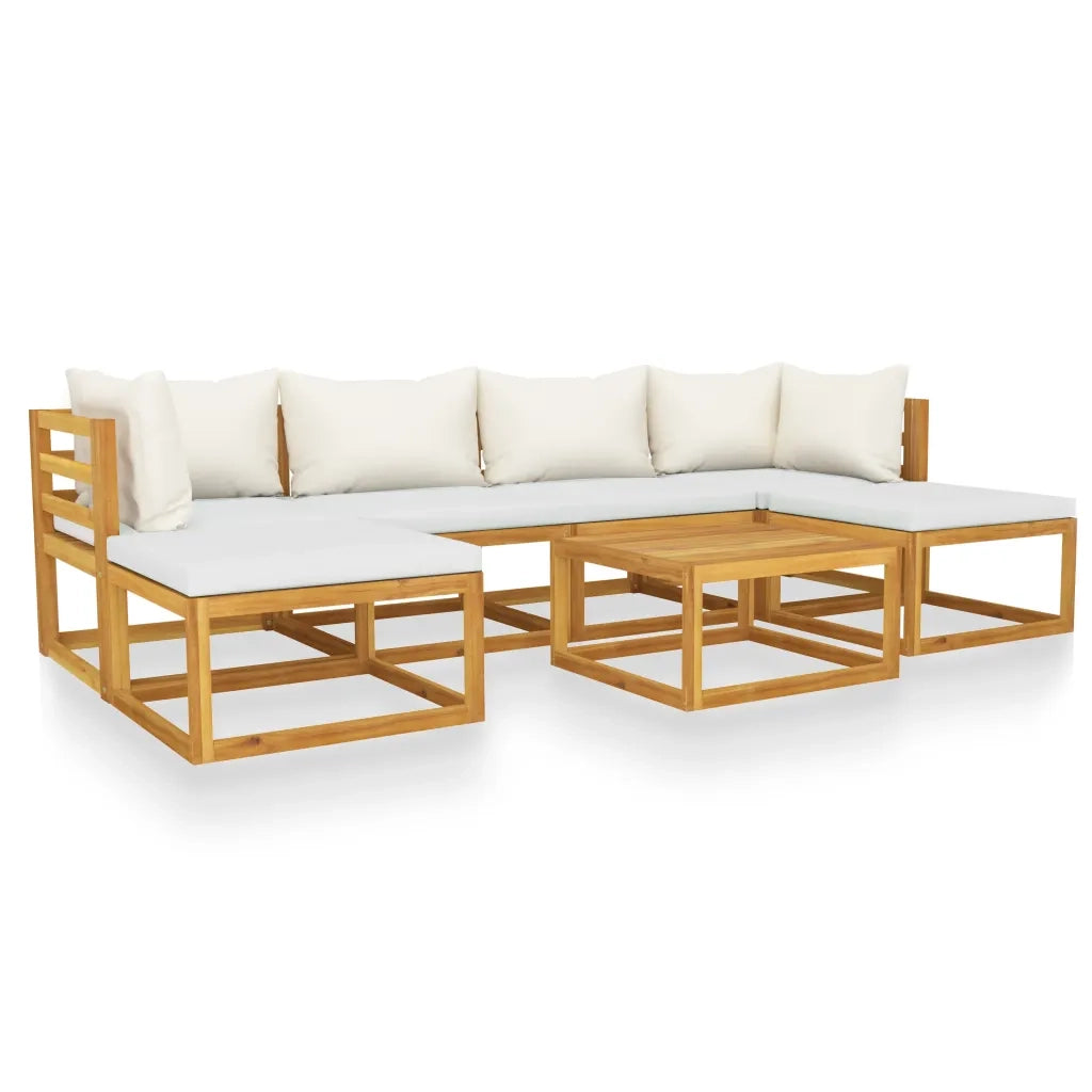 Set Divani da Giardino 7 pz con Cuscini Crema in Legno Acacia cod mxl 41684
