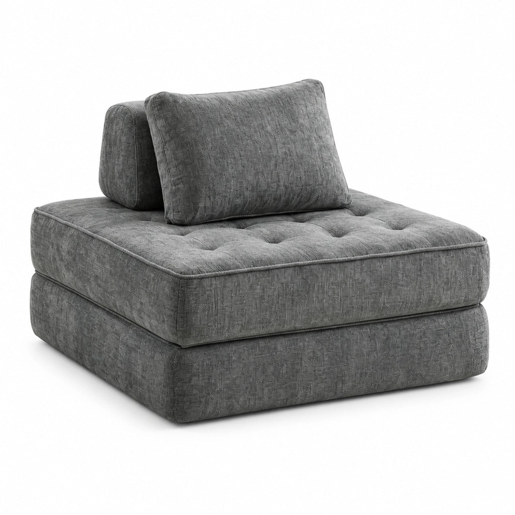 Poltrona letto singola pieghevole 2 in 1 in ciniglia grigia