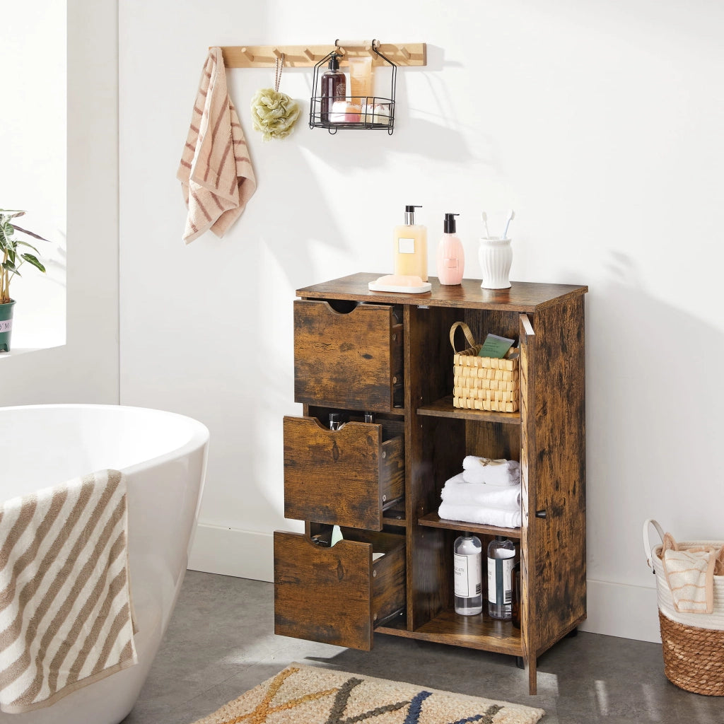 Mobiletto da bagno rustico VALORA con ripiani regolabili BBK143X01V1