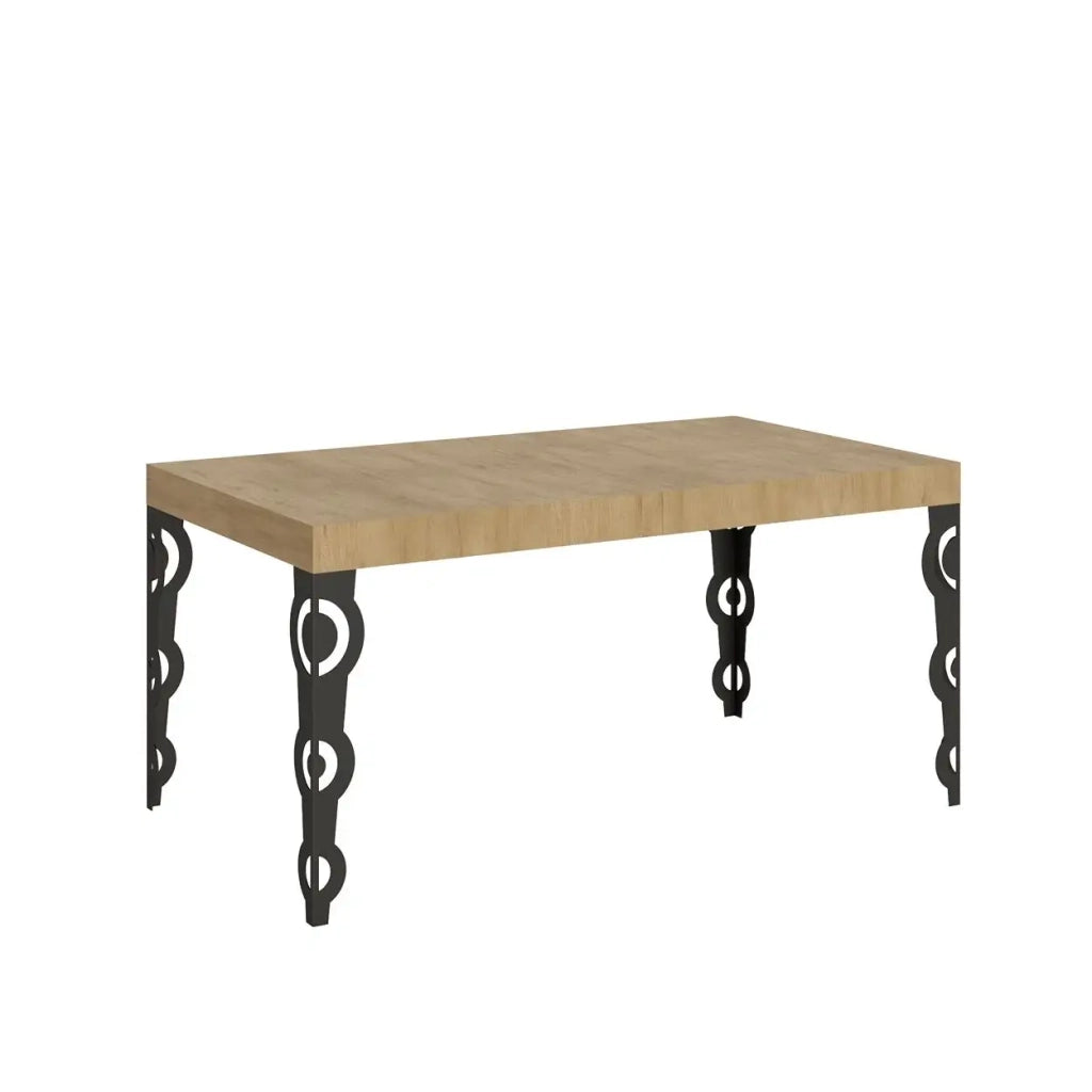 Tavolo allungabile 90/246x90 cm Karamay colore quercia natura gambe antracite