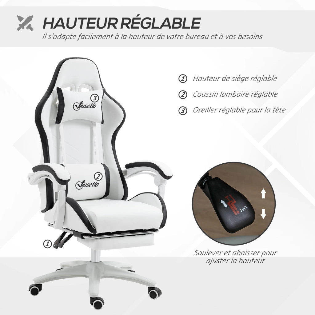 Poltrona da gaming ¨C zephmum ¨C bianco e nero 65x65x121-129 cm