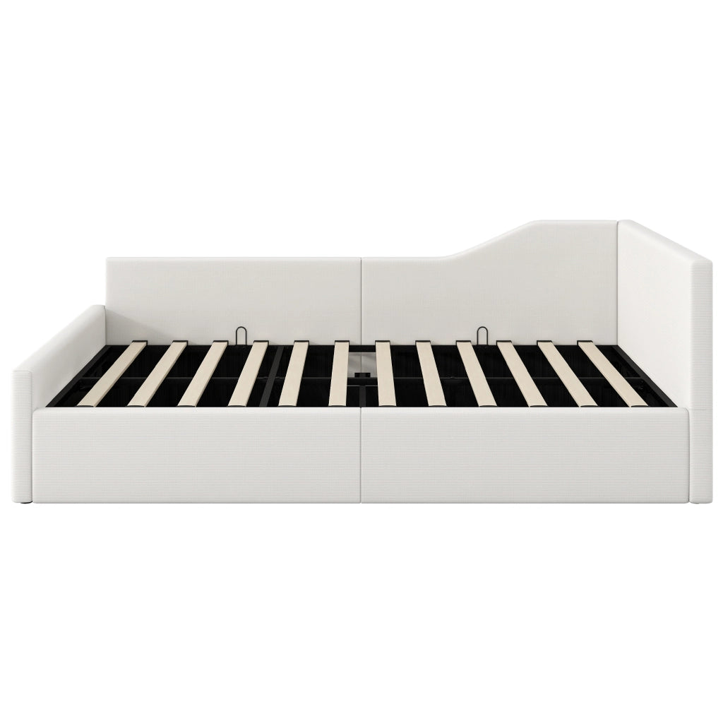 Letti contenitori 140x200 con contenitore; MDF e compensato; beige