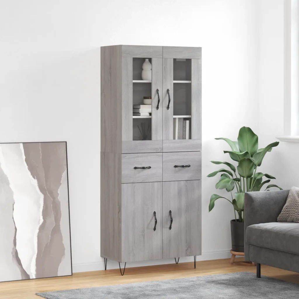 Credenza Grigio Sonoma 69,5x34x180 cm in Legno Multistrato 3198567