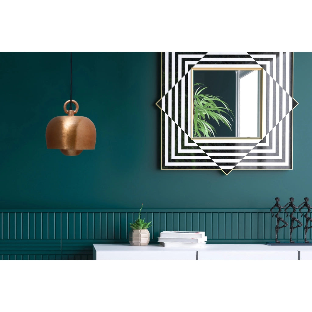 Lampada a sospensione Art Deco in rame e ferro