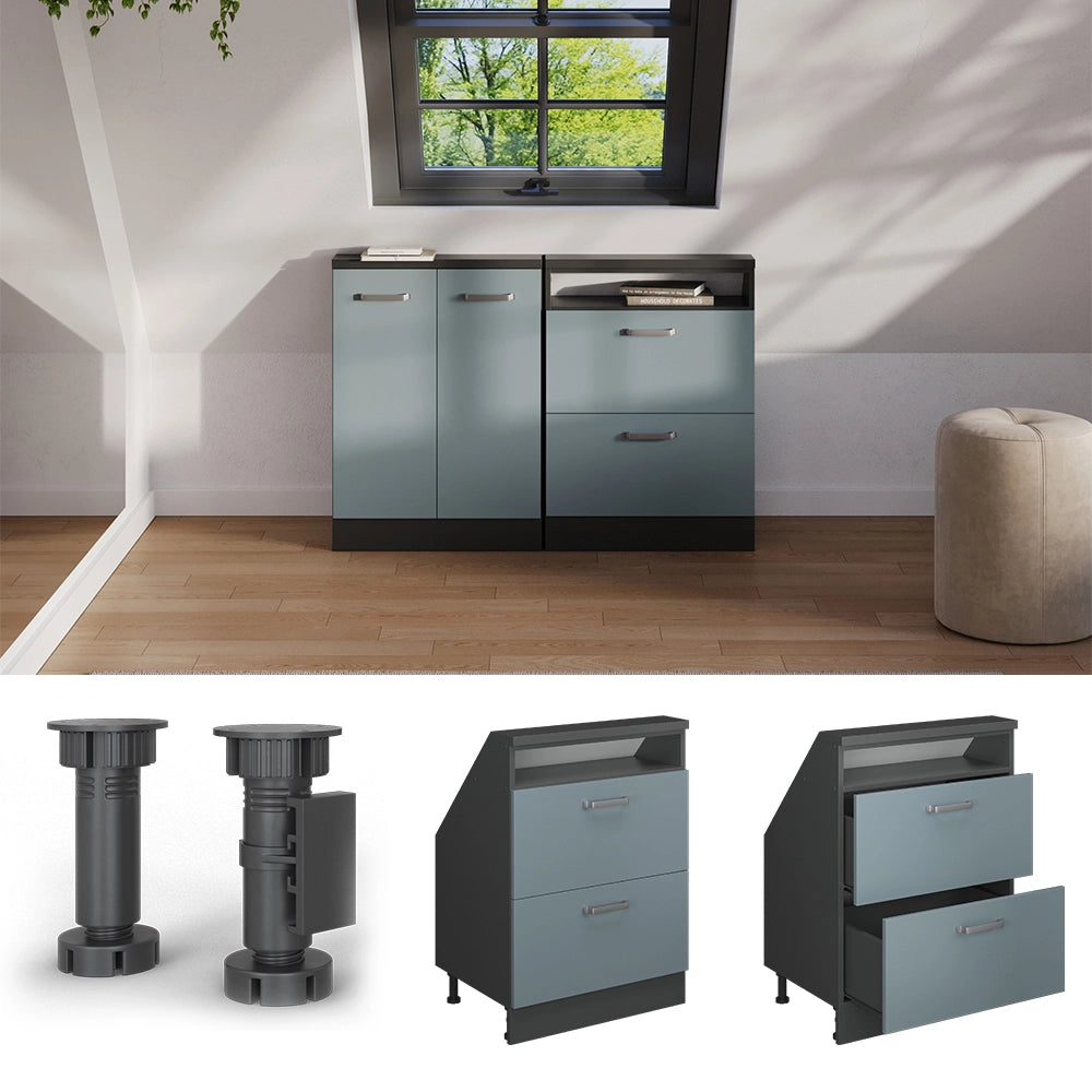 Vicco Mobile sottotetto Blu-grigio/antracite con 2 cassetti