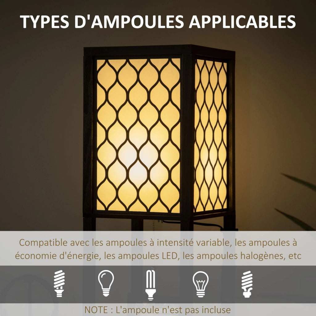 Lampada da terra con mensole ¨C Xylo ¨C 2 luci 4 ripiani MDF nero 26x26x156 cm