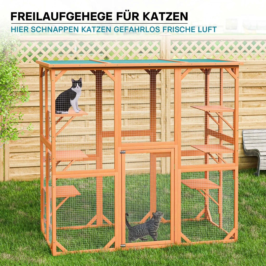 Recinto per gatti da esterno resistente alle intemperie 168 x 82 x 166,5 cm 6 piattaforme Parco Gabbia