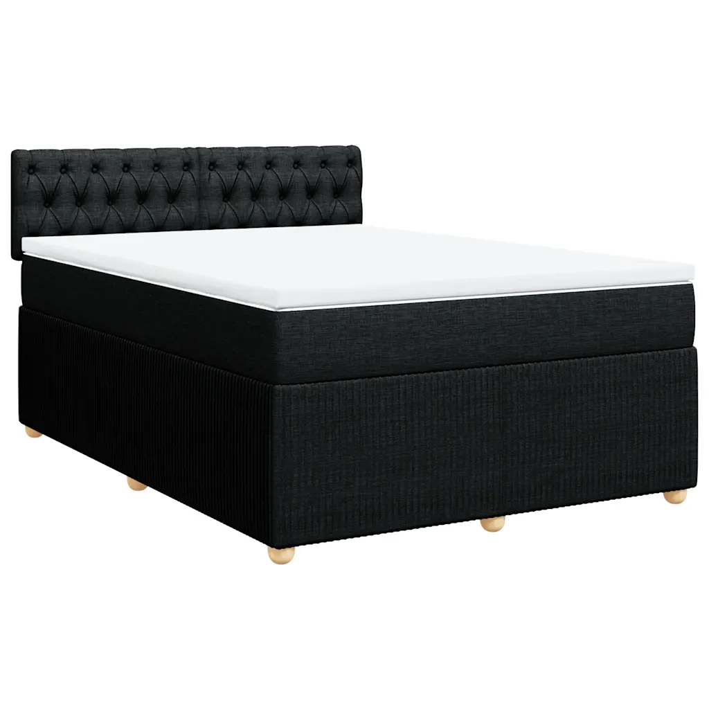 Giroletto a Molle con Materasso Nero 140x190 cm in Tessuto