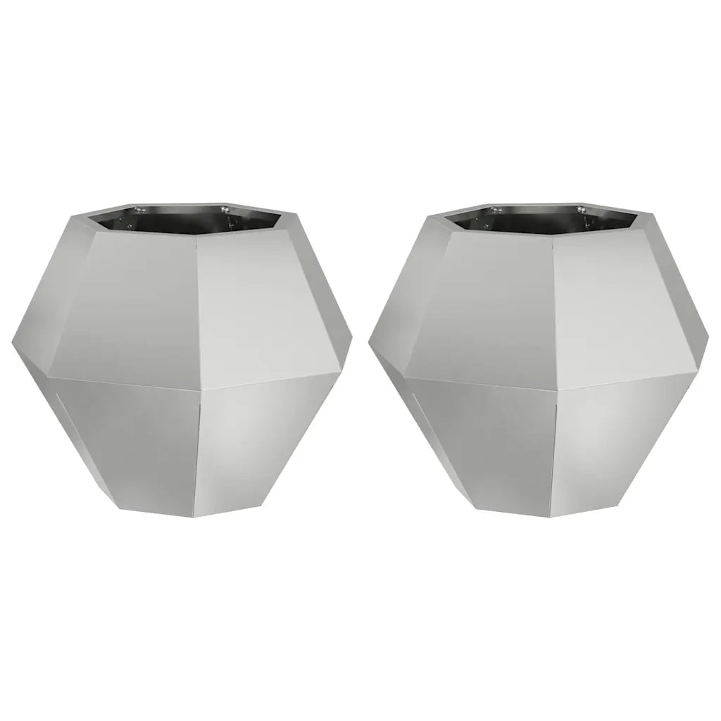 2 pz Fioriera | Cassetta per fiori | Vaso Argento 50 x 50 x 40 cm Acciaio zincato