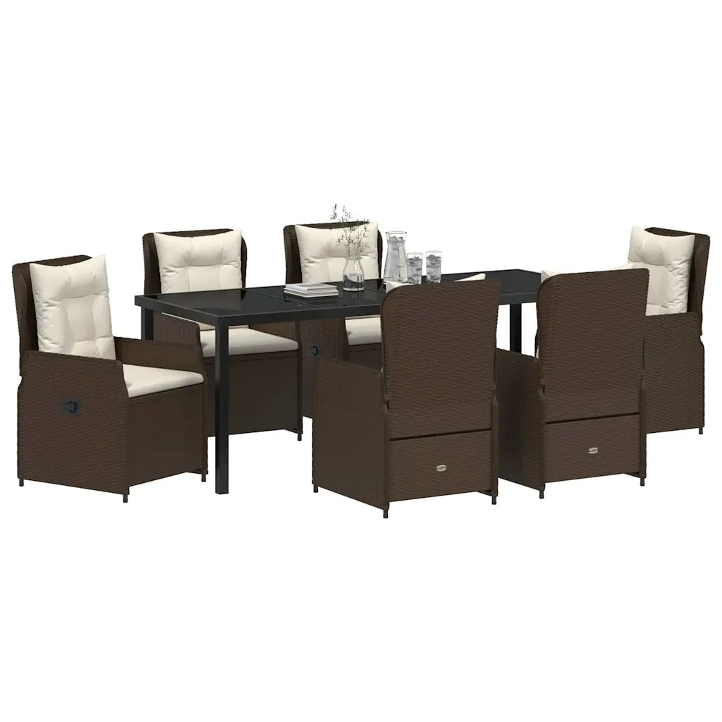 Set da Pranzo per Giardino 7 pcs Marrone polyrattan 3380951