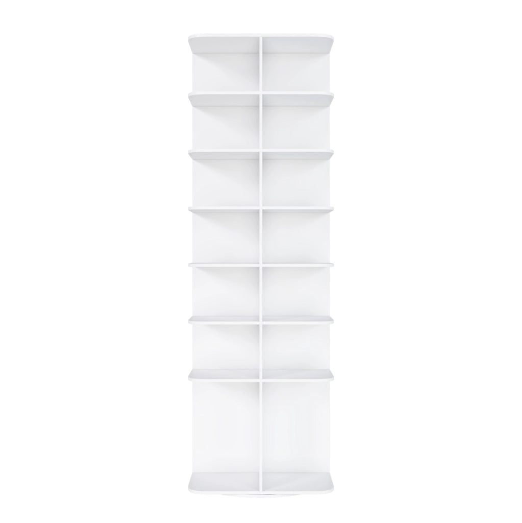 Scarpiera girevole a 7 ripiani da terra 60x60x184 cm in PVC bianco