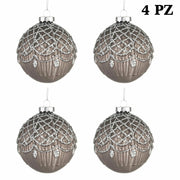 Palle di Natale in Vetro Marrone Argento per Albero Addobbi Decorazioni Natalizi