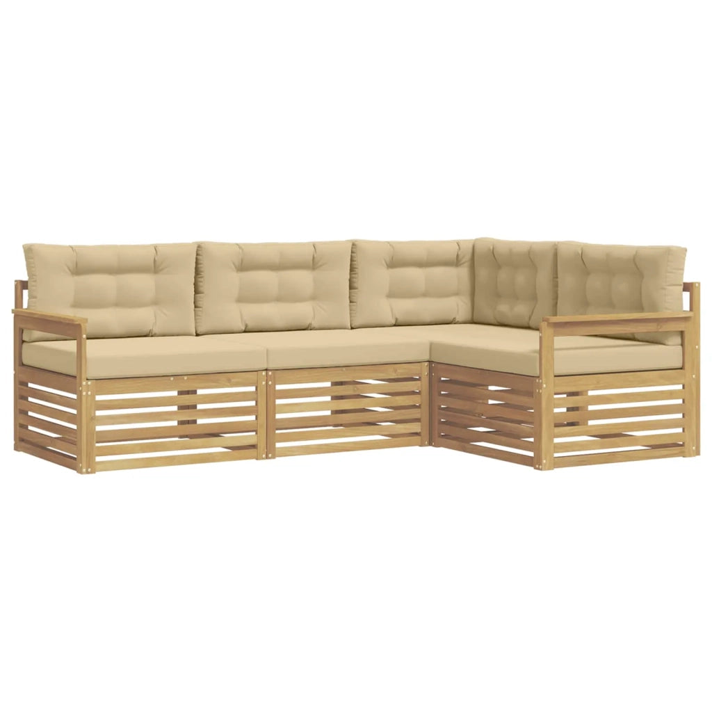 Set di divani da esterno 5 pz Bianco e Beige Poliestere 3390393