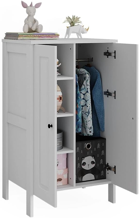Guardaroba per bambini Ajaton, Bianco, 70 x 120.6 cm, adatto per riporre abbigliamento e accessori per bambini