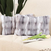 Set di 2 cuscini copri in morbido piuma, decorativi, in lana, in velluto, corti, soffici. Copri cuscino di lusso e stile per divano, camera da letto, bianco, grigio, 30x50 cm.