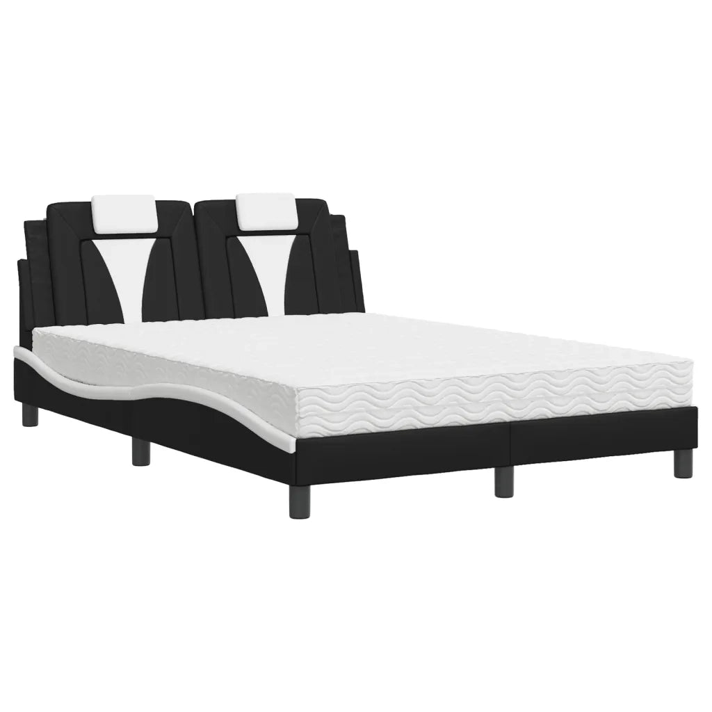 Letto Viana con Materasso Nero e Bianco 140x190 cm in Similpelle