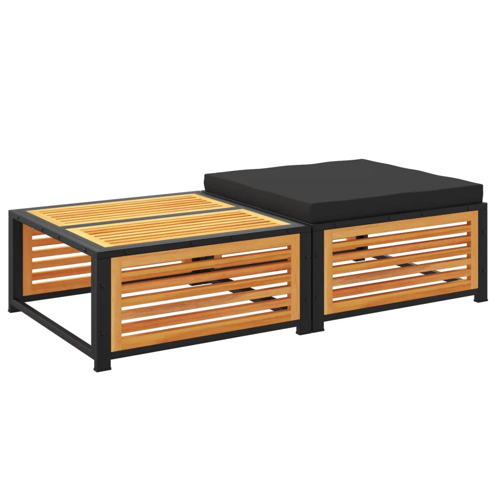 Tavolino da Giardino-Tavolo da Esterno con Sgabello in Legno Massello di Acacia 862575