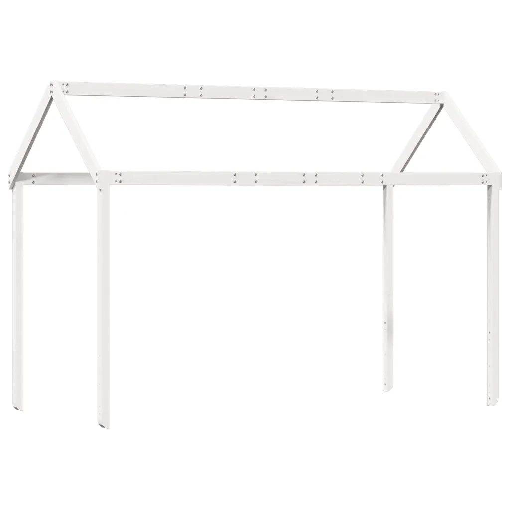 Letto Soppalco con Scala e Tetto Bianco 90x190 cm Massello Pino
