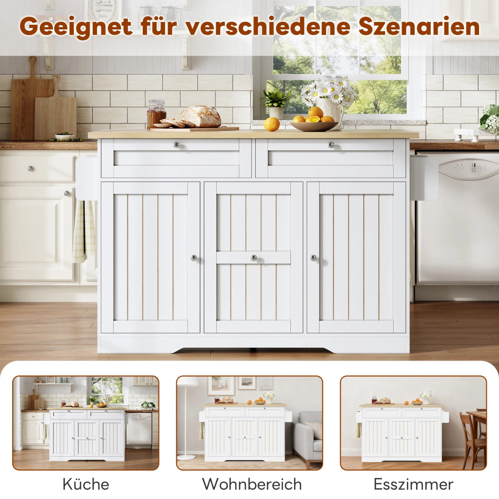 ISOLA DA CUCINA 120x45(70)x92 cm con piano ribaltabile, MDF, Natural/White