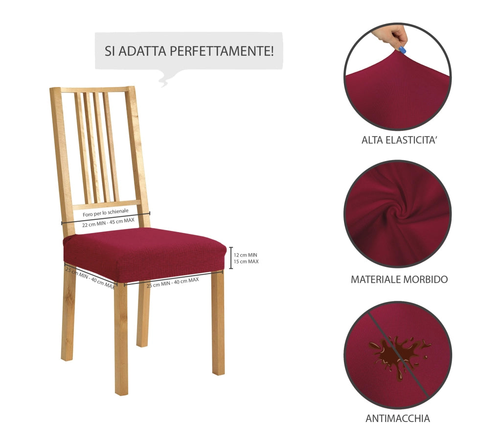 Coprisedia Antimacchia Bielastico Elasticizzato Senza Schienale Proteggi Seduta 2/4/6 Pezzi - Bordeaux - 2 Pezzi