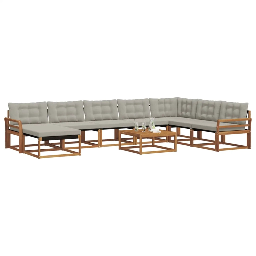 Set di divani da esterno 9 pcs Grigio Naturale e Chiaro 3369770