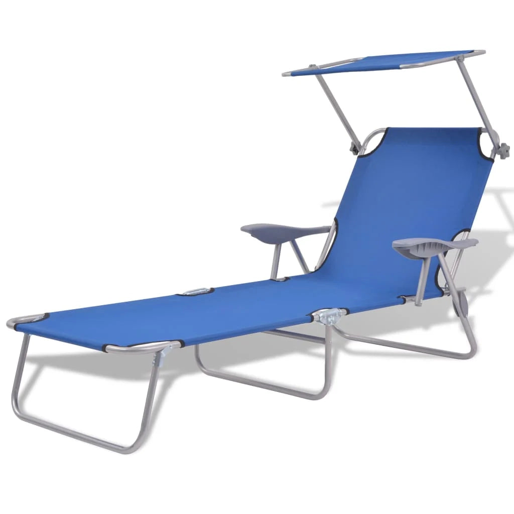 Lettino prendisole sedia a sdraio lettino prendisole letto da giardino mobili da esterno per patio con tettoia in acciaio blu 02_0012263