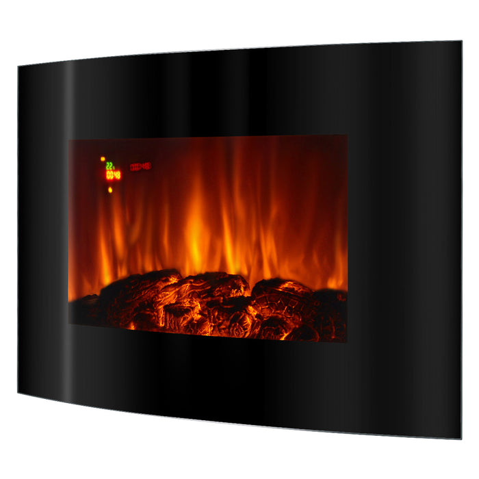 Camino Elettrico da Pavimento 56x90x14,5 cm Effetto Fiamma 1500W Сarlos Nero