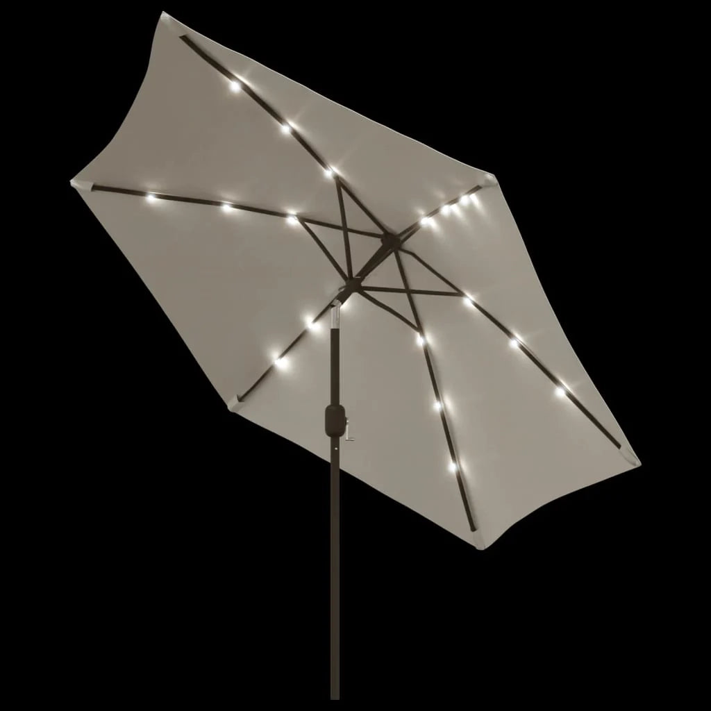 Ombrellone da giardino a sbalzo con illuminazione a LED 3 m bianco sabbia 02_0008605