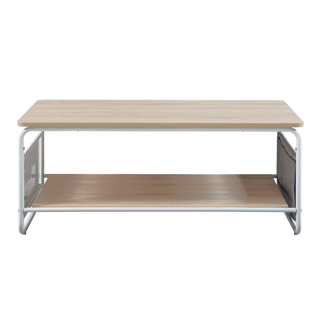 Tavolino/consolle 100 x 50 x 43 cm bianco grigio effetto rovere 03_0010786