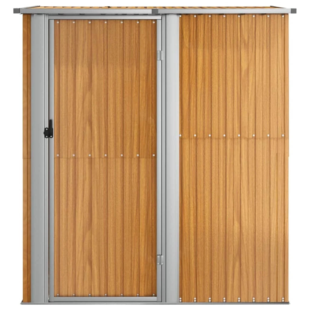 Casetta da giardino cabina ripostiglio casetta da esterno robusta casetta per attrezzi 180,5 x 97 x 209,5 cm acciaio zincato effetto legno marrone 02_0022160