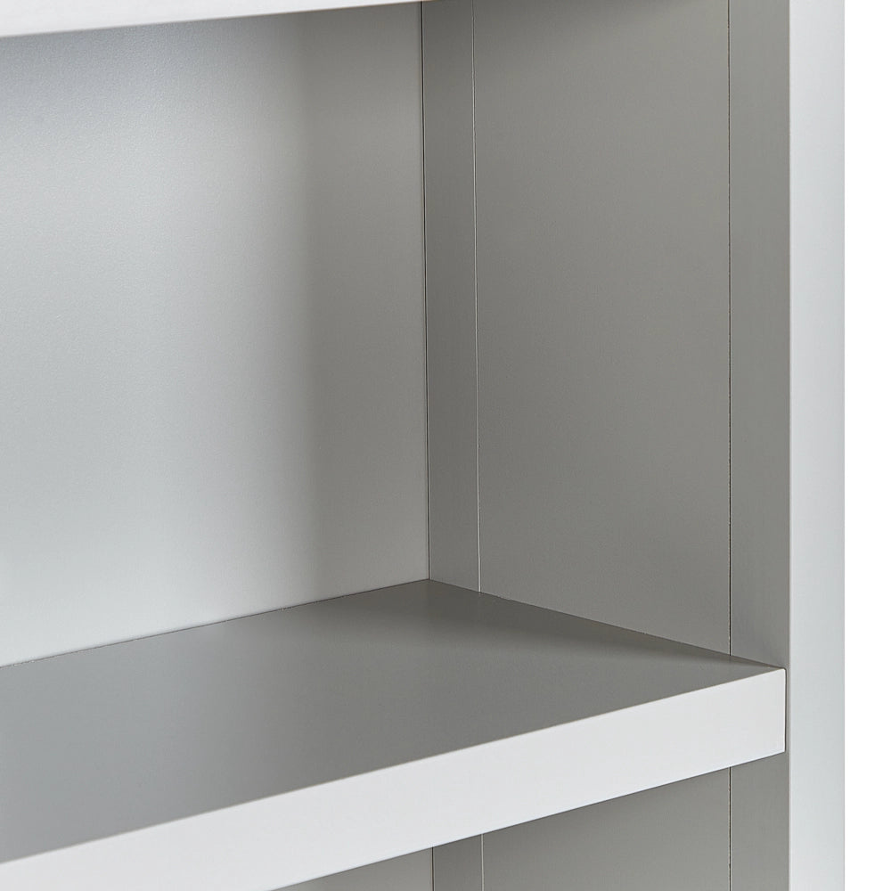 Libreria in Truciolare di Legno Chiaro Grigio 4 Ripiani Contenitori Corti Stile Scandinavo Tradizionale