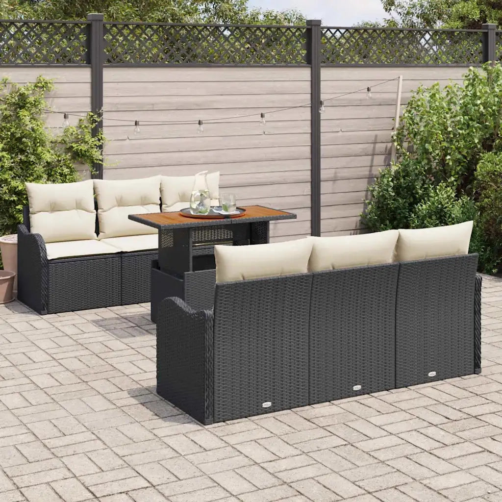 Set Divano da Giardino con archiviazione 7 pcs Nero Poly Rattan 3358140