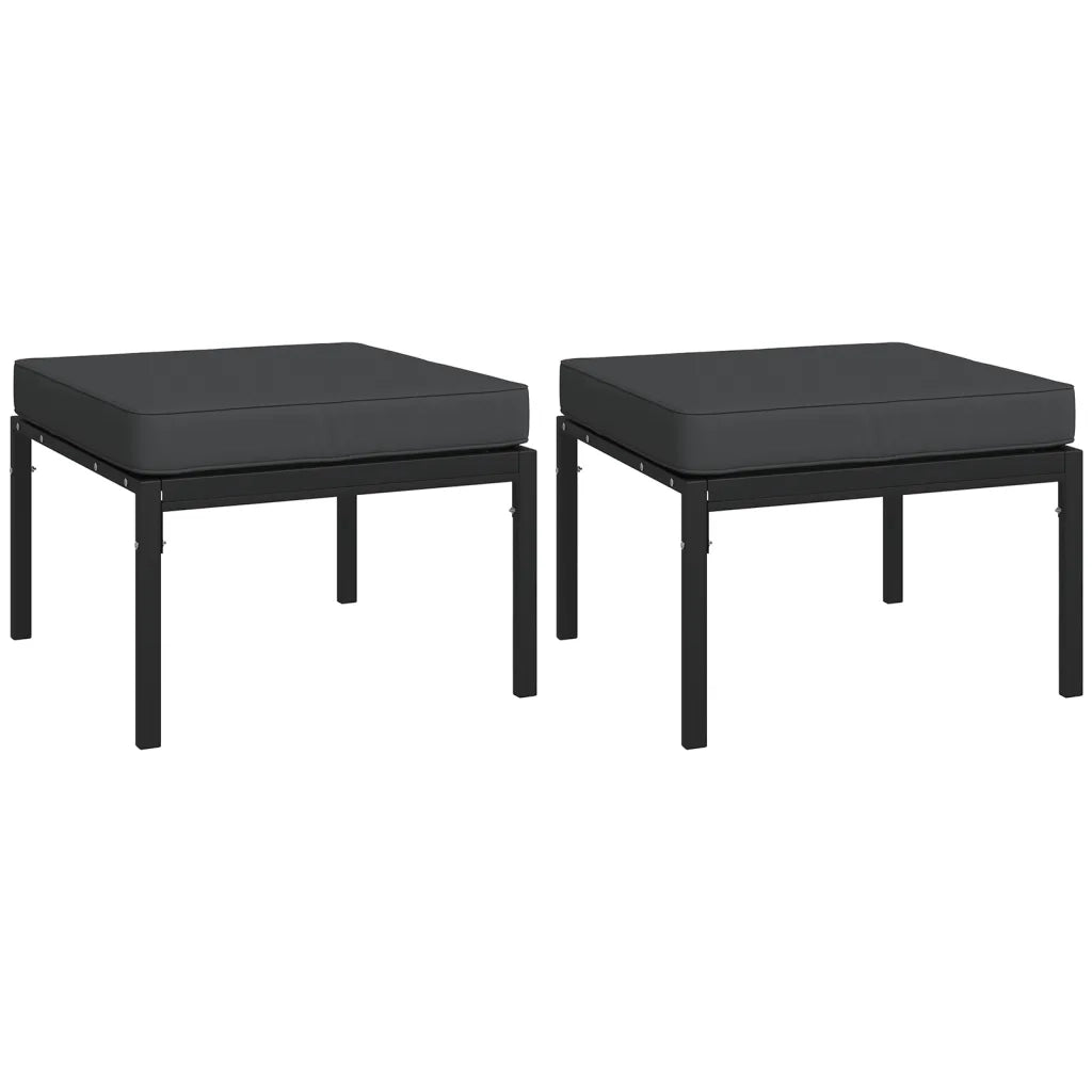 Set Salotto da Giardino 9 pz con Cuscini Grigi in Acciaio