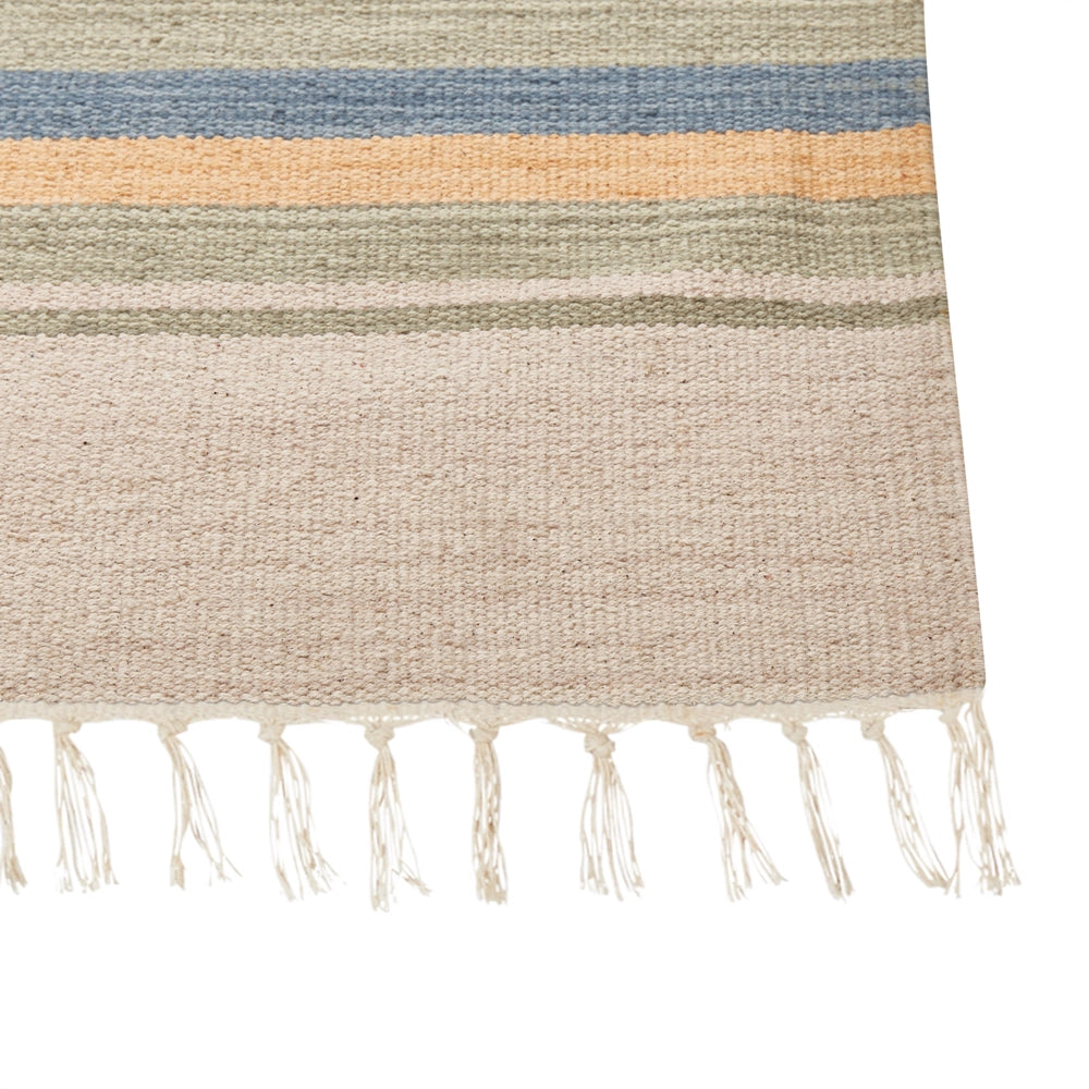 Tappeto Kilim Beige e Marrone Cotone 140 x 200 cm Tagliato a Navetta Tessuto a mano Pavimento Parete Tappeto Simboli geometrici Motivo reversibile Frange