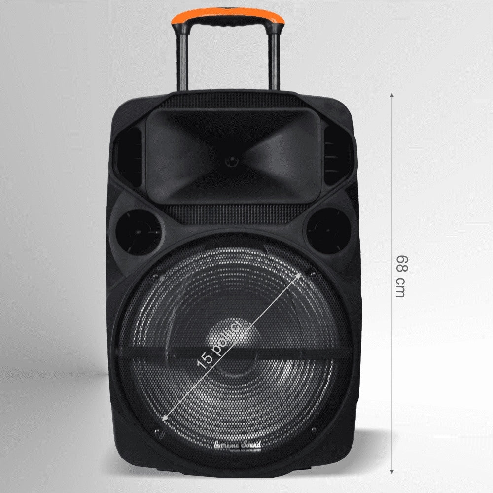Trade Shop - Cassa Audio Portatile Batteria Woofer 15" Usb Mp3 Microfono Extreme Sound Van-xl -