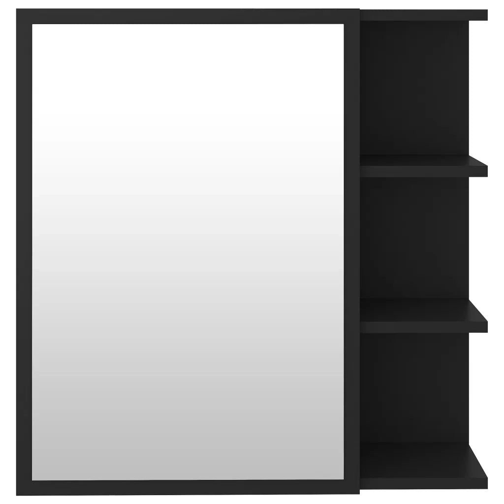 Mobile Bagno | Armadio da bagno con Specchio Nero 62,5x20,5x64cm Legno Multistrato