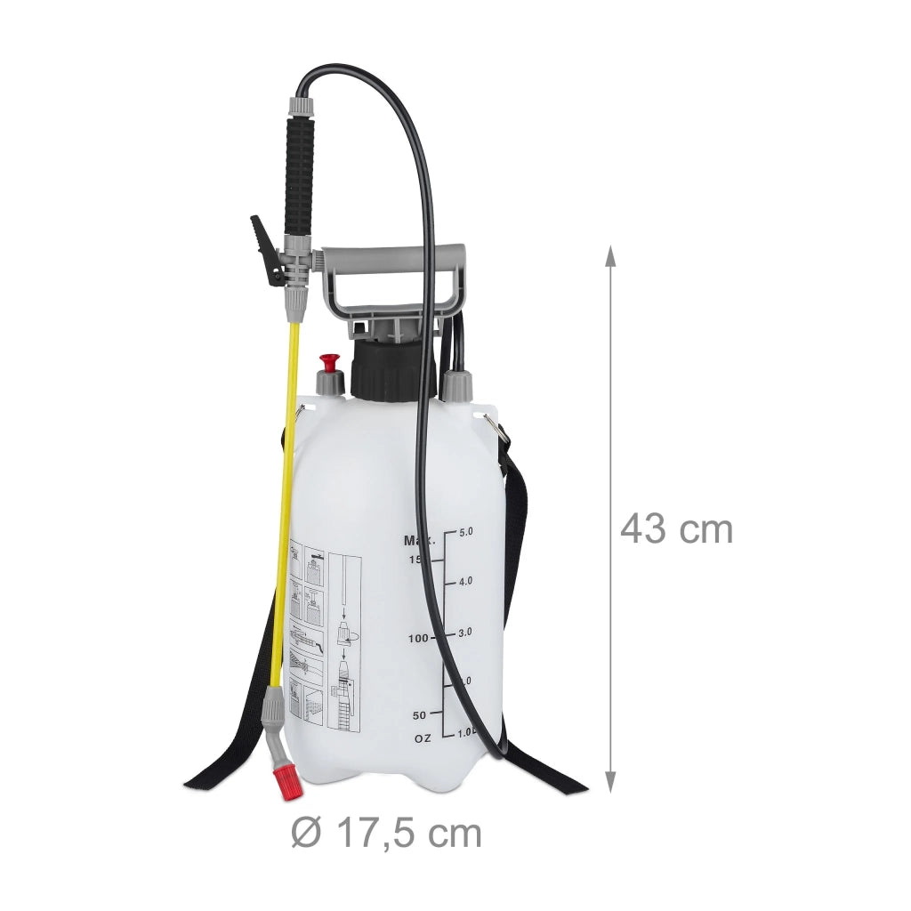 Spruzzatore a pressione da giardino volume 5 l ugello regolabile ergonomico sicurezza sovrapressione in plastica verde 13_0012446