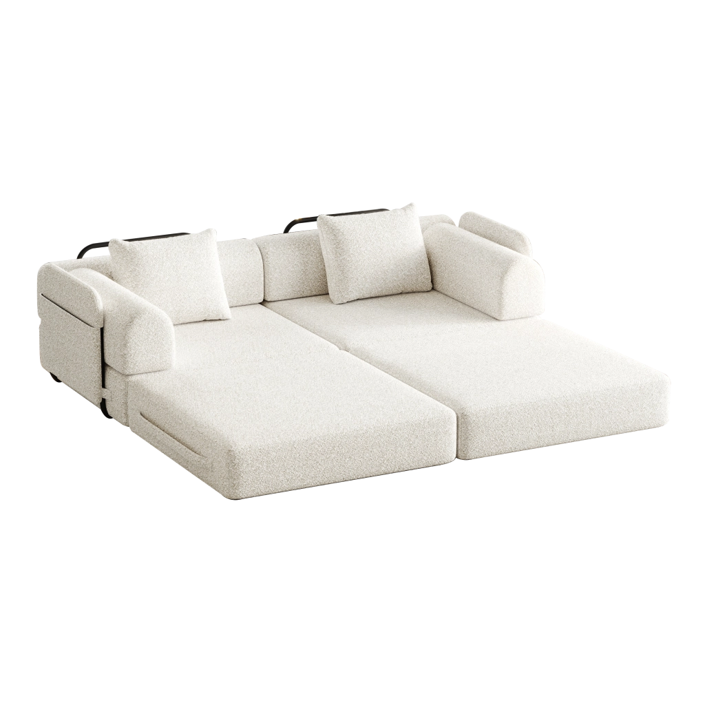 Divano Letto 2 in 1 con Contenitore Bracciolo ¨C Xylo ¨C Struttura Metallo Chenille