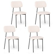 Sedia pranzo 4 pz cucina tessuto lino metallo gambe imbottito-Sedia cotone schienale curvo senza braccioli sala pranzo soggiorno ufficio