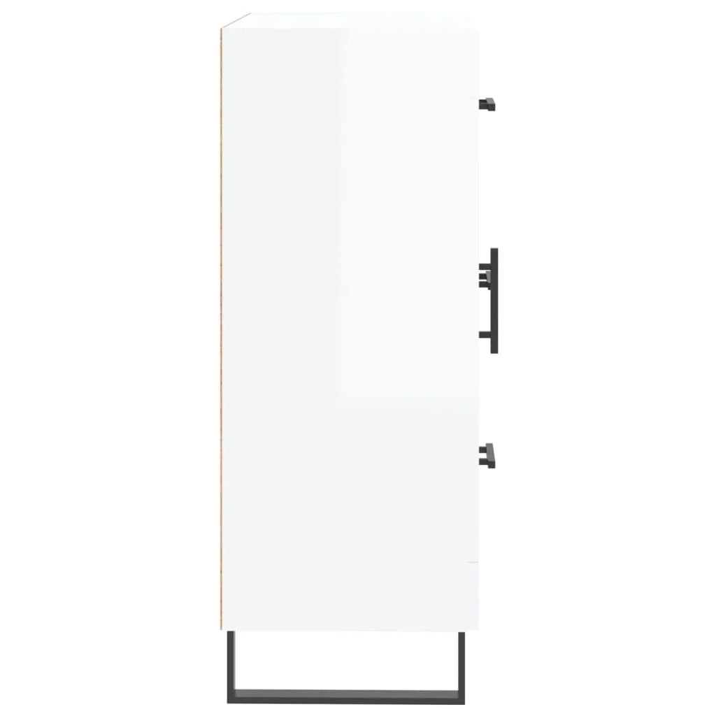 Buffet credenza cassettiera mobiletto mobile contenitore organizer per cucina soggiorno finitura lucida 69,5 x 34 x 90 cm legno ingegnerizzato bianco 02_0030723