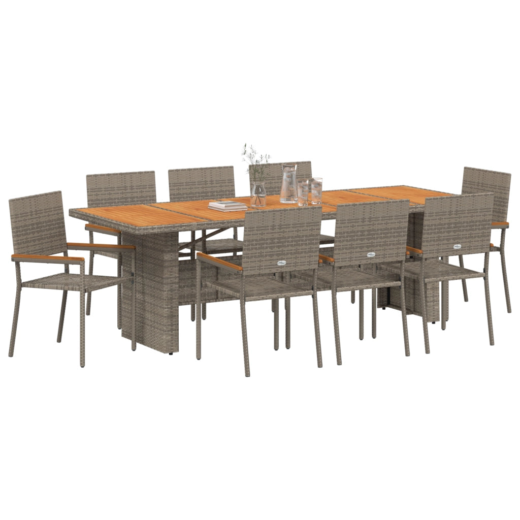 Set da Pranzo da Giardino di 9 Pezzi  Grigio in Polyrattan