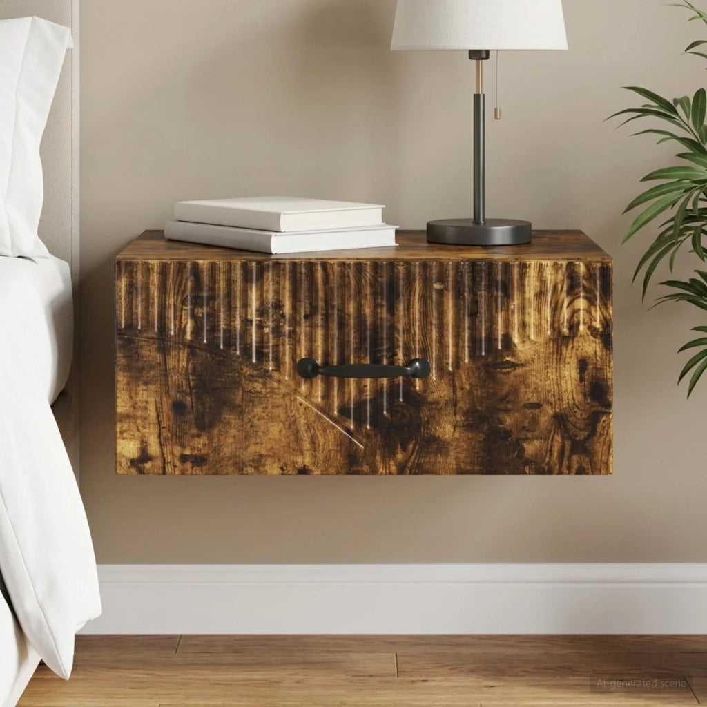 Mobiletto da notte a muro Rovere Fumo 49 x 34,5 x 20 cm 898965