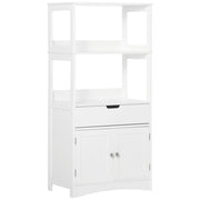 Mobile da Bagno con Ante, Cassetto e Ripiani ¨C Minimal ¨C 60x33x122 cm Bianco MDF