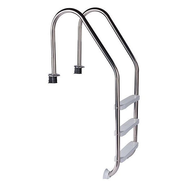Scaletta Standard In Acciaio Inox 304 E Gradini In Pvc - 3 Gradini, Per Piscine Con Altezza Minima 1,10 M