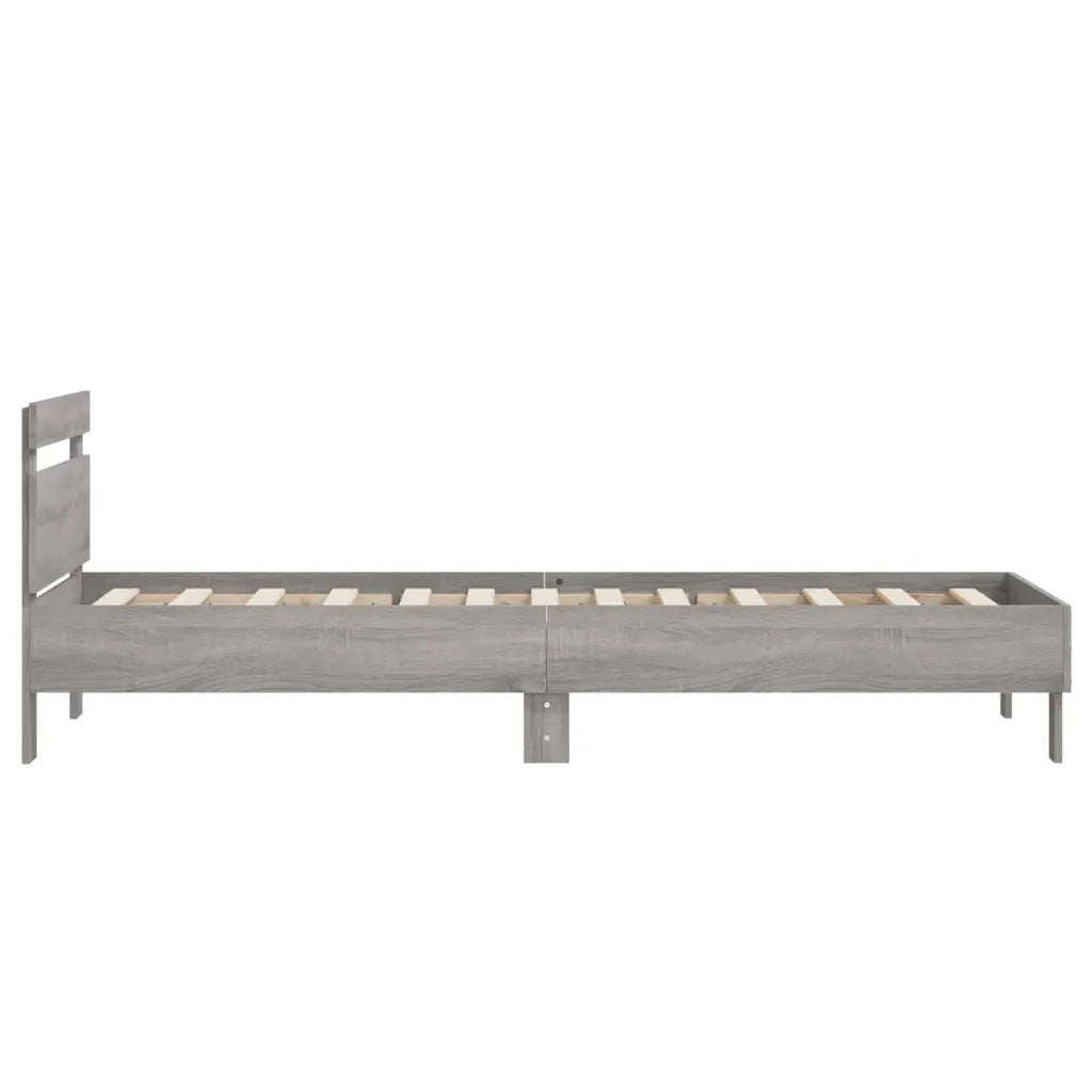 Giroletto con Testiera-Struttura Letto con testiera Grigio Sonoma 90x200cm Legno Multistrato 506423