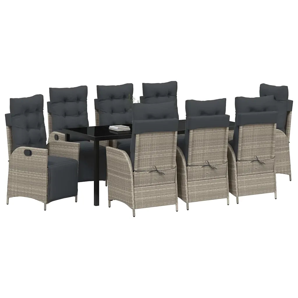 Set da Pranzo per Giardino 9 pcs Grigio chiaro polyrattan 3380574