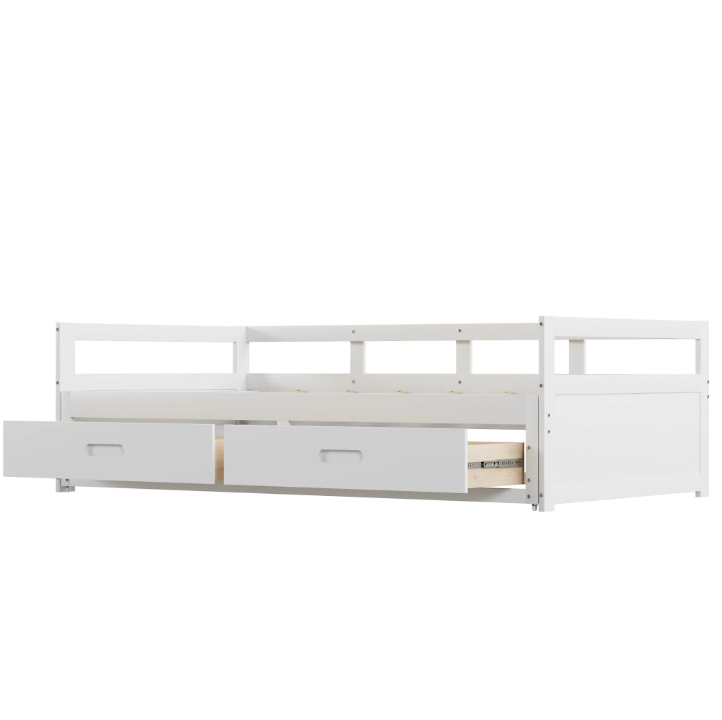Divano letto estraibile 90/180x200 cm con 2 cassetti; in legno di pino
